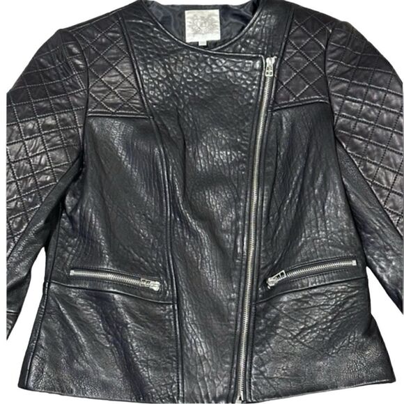 Dawn Levy Black Quilted Genuine Leather Moto Jacket Size Small - Picture 1 of 8